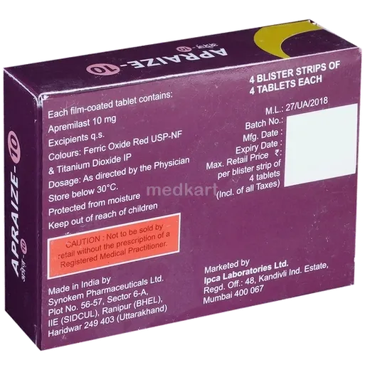 apraize 10mg tablet 4's